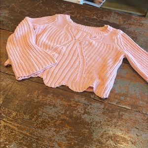 aerie scalloped peach sweater